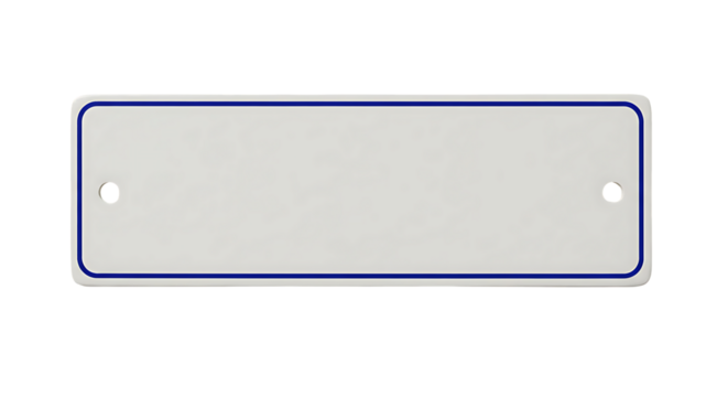 A clean white sign with a blue border offers a simple yet effective template for displaying custom text and branding, ready for graphics. - Powered by Adobe