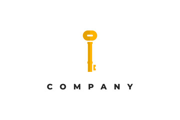letter i modern gold key logo