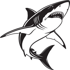 Naklejka premium Stylized shark vector illustration, presenting a bold silhouette that captures the essence of the marine predator