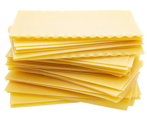 close-Up of Uncooked Lasagna Noodles with Wavy Edges &ndash; Transparent Background PNG