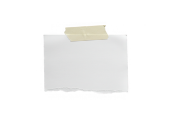A blank white paper note is taped to a transparent background, ready for your message