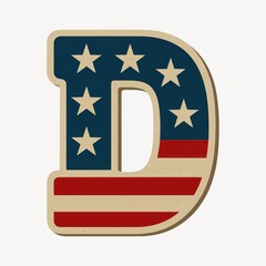Patriotic letter D illustration