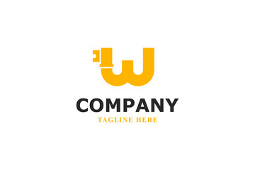 letter w minimal key logo