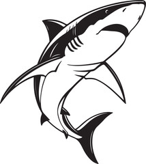 Fototapeta premium Stylized shark vector illustration, presenting a bold silhouette that captures the essence of the marine predator