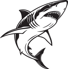 Naklejka premium Dynamic vector image of a shark jumping above the ocean surface