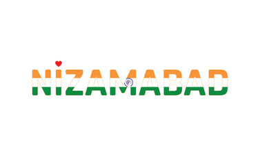 Fototapeta premium I Love NIZAMABAD, Typographic Design of I Love NIZAMABAD on a white background, Flag Typography of NIZAMABAD with heart, Vector design of I Love NIZAMABAD
