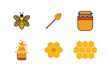 Cute Honey and Bee Illustration Set for Organic and Nature Themes