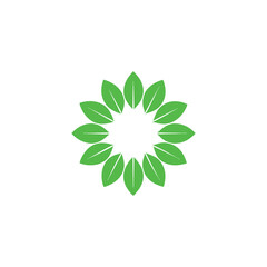 A circular pattern of green leaves