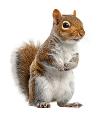 Playful squirrel in nature animal captivating perspective. Isolated on transparent background, png.
