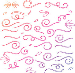 Swirl ornament stroke. Ornamental curls, swirls divider and filigree ornaments vector illustration set