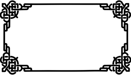 Chinese knot pattern frame, black and white decorative border for Chinese New Year