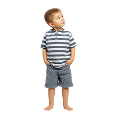 Fototapeta premium young boy standing with hands in his pockets isolated on white background
