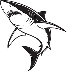 Fototapeta premium Dynamic vector image of a shark jumping above the ocean surface