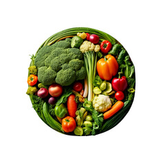 The sphere made from various vegetables. Fresh, healthy, and eco-friendly food.