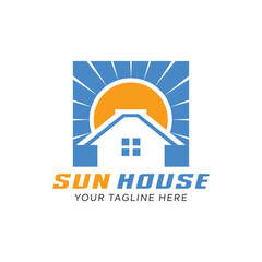 Sun house logo design template
