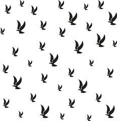 Flying birds silhouettes on white background. Vector illustration. isolated bird flying. tattoo design.