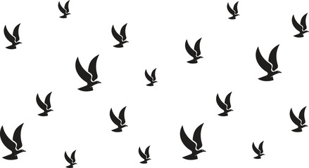 Flying birds silhouettes on white background. Vector illustration. isolated bird flying. tattoo design.