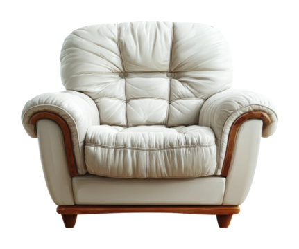 Cozy living room seating home interior furniture modern front view. Isolated on transparent background, png.