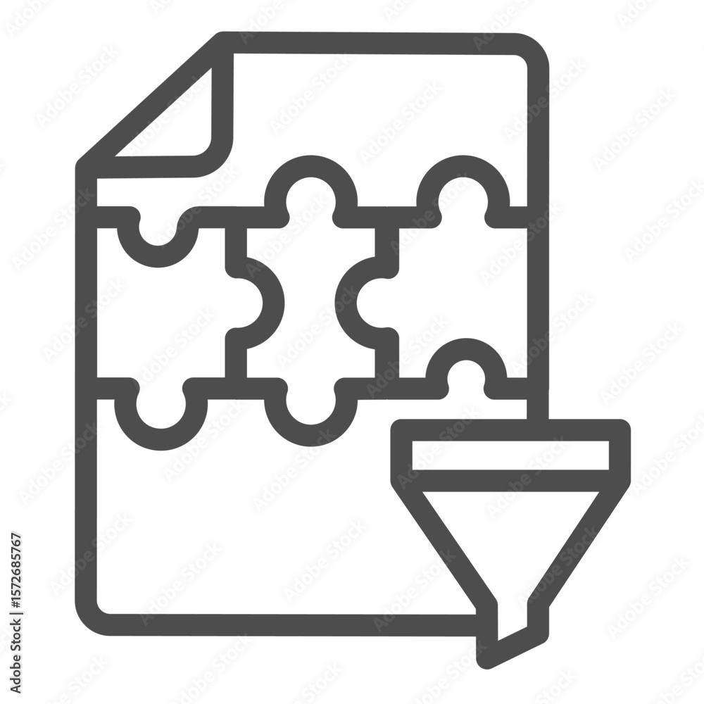 Poster picked file of puzzle game line icon, data hoarding concept. vector graphics. file of media content 