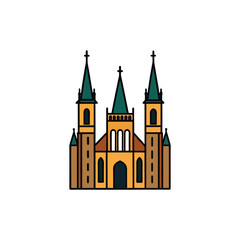 A charming illustration of a classic church