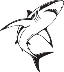 Naklejka premium Dynamic vector image of a shark jumping above the ocean surface