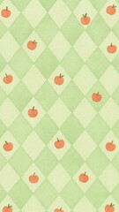 Charming apples on green pattern