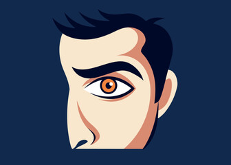 Vector art of a stylized portrait of a man with dark hair and a focused gaze