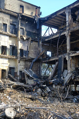 destroyed by attack house in Kyiv