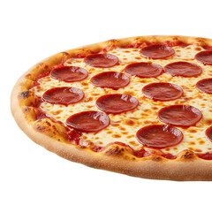 Delicious pepperoni pizza with melted cheese and golden crust on a dark background