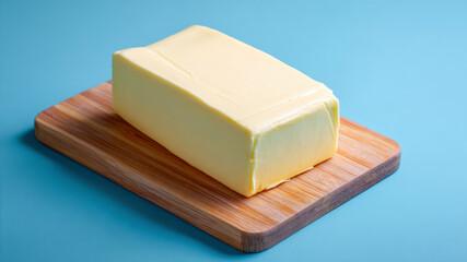 Fresh butter on a wooden cutting board