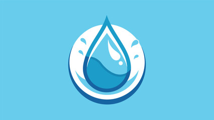 Vector art of a refreshing blue water drop encircled by a white ring, symbolizing purity and hydration