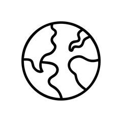 World globe illustration in minimalist line art style for ecology  