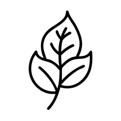 Obraz premium Leaf illustration in minimalist style with black outlines on white background 