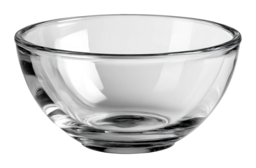 Clear glass bowl on white surface kitchenware home environment. Isolated on transparent background, png.