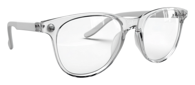 Stylish clear glasses displayed on fashion accessory. Isolated on transparent background, png.