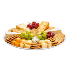 Cheese Platter with Crackers and Grapes