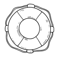 Doodle sketch vector illustration of a lifebuoy on transparent background