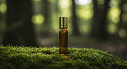 Small Aromatherapy Bottle on a Mossy Forest Floor