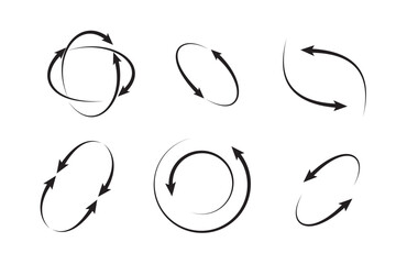 Circular Arrow Motion Icons – Loop, Rotation, Swirl, Cycle Vectors
