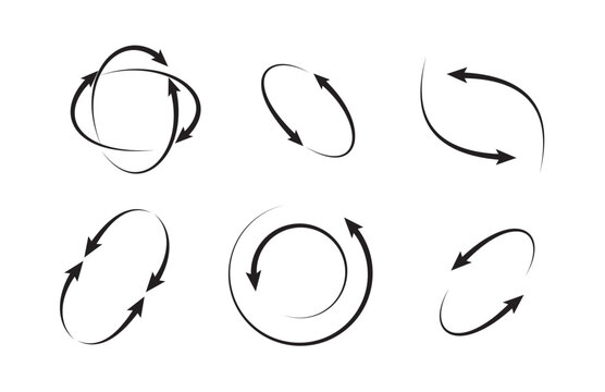 Circular Arrow Motion Icons – Loop, Rotation, Swirl, Cycle Vectors