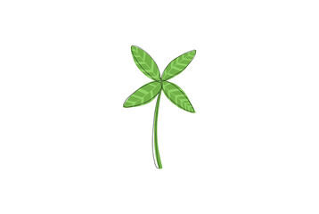 Illustration of a green four-leaf clover with patterned leaves on a white background, symbol of luck and nature
