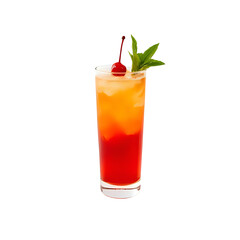 A single isolated orange-red party cocktail on a transparent background