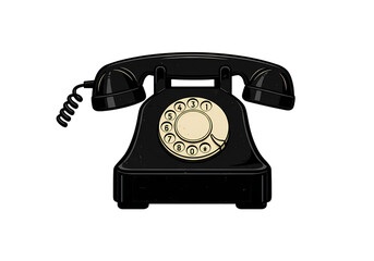 Vintage Black Rotary Telephone on Black Background