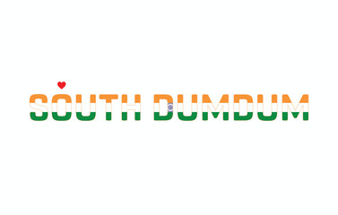 I Love SOUTH DUMDUM, Typographic Design of I Love SOUTH DUMDUM on a white background, Flag Typography of SOUTH DUMDUM with heart, Vector design of I Love SOUTH DUMDUM