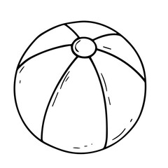 Doodle sketch vector illustration of a beach ball on transparent background for summer fun and outdoor design