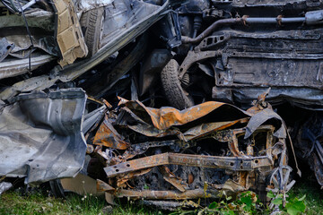 car destroyed by fire in Kyiv