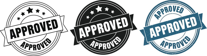 Approved stamp vector set: quality assurance, certified, and validated seals