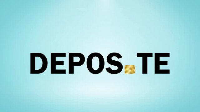 "DEPOSITE" Animation with Growing Coin Stack