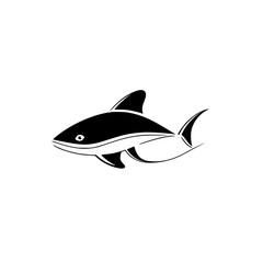 Silhouette pictogram of a shark representing aquatic life in art and design elements