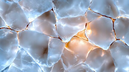 Luminous marble texture with glowing cracks and veins in blue and orange tones creates dramatic natural stone pattern for luxury interior design backgrounds.